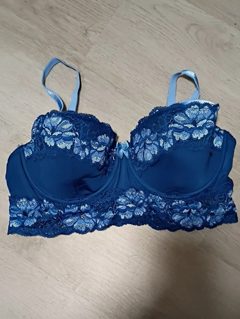 Adore Me Blue Lace Longline Bra